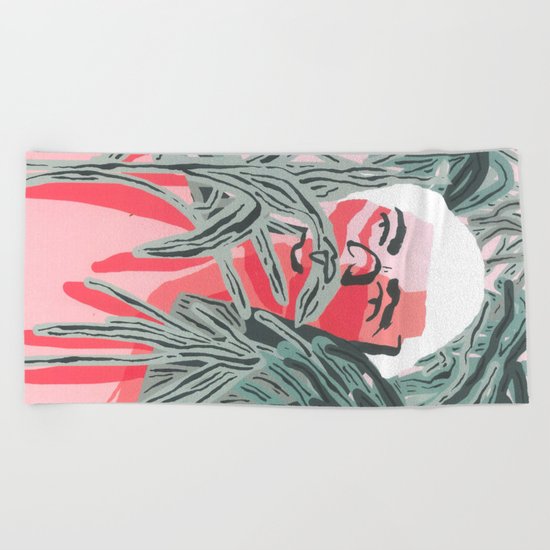 Plants on Pink Beach Towel