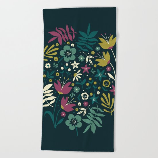 Midnight Florals (pop) Beach Towel