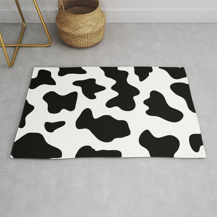 black and white ranch farm animal cowhide western country cow print Rug