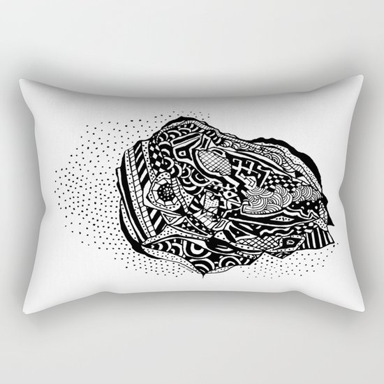 Hong Kong Dim Sum Wonton Doodle in BW Rectangular Pillow