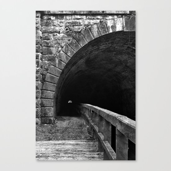 Paw Paw Grunge Tunnel - Black & White Canvas Print