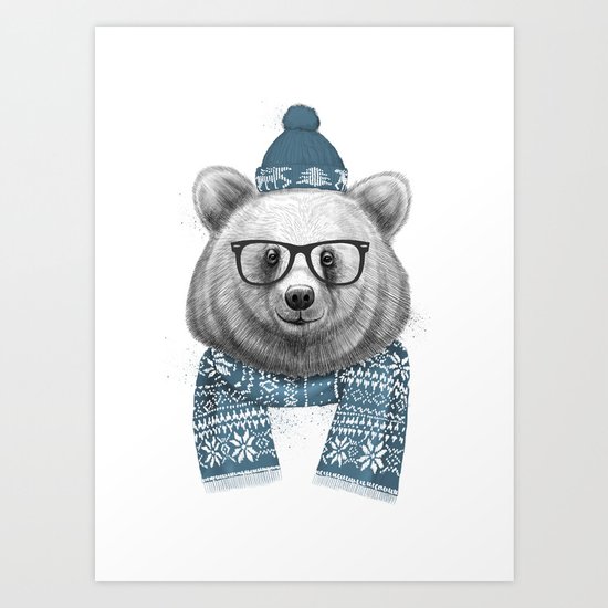 winter bear Art Print