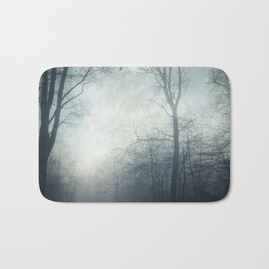 Dark Path - Misty Forest in November Bath Mat