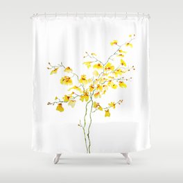 yellow Oncidium Orchid watercolor Shower Curtain