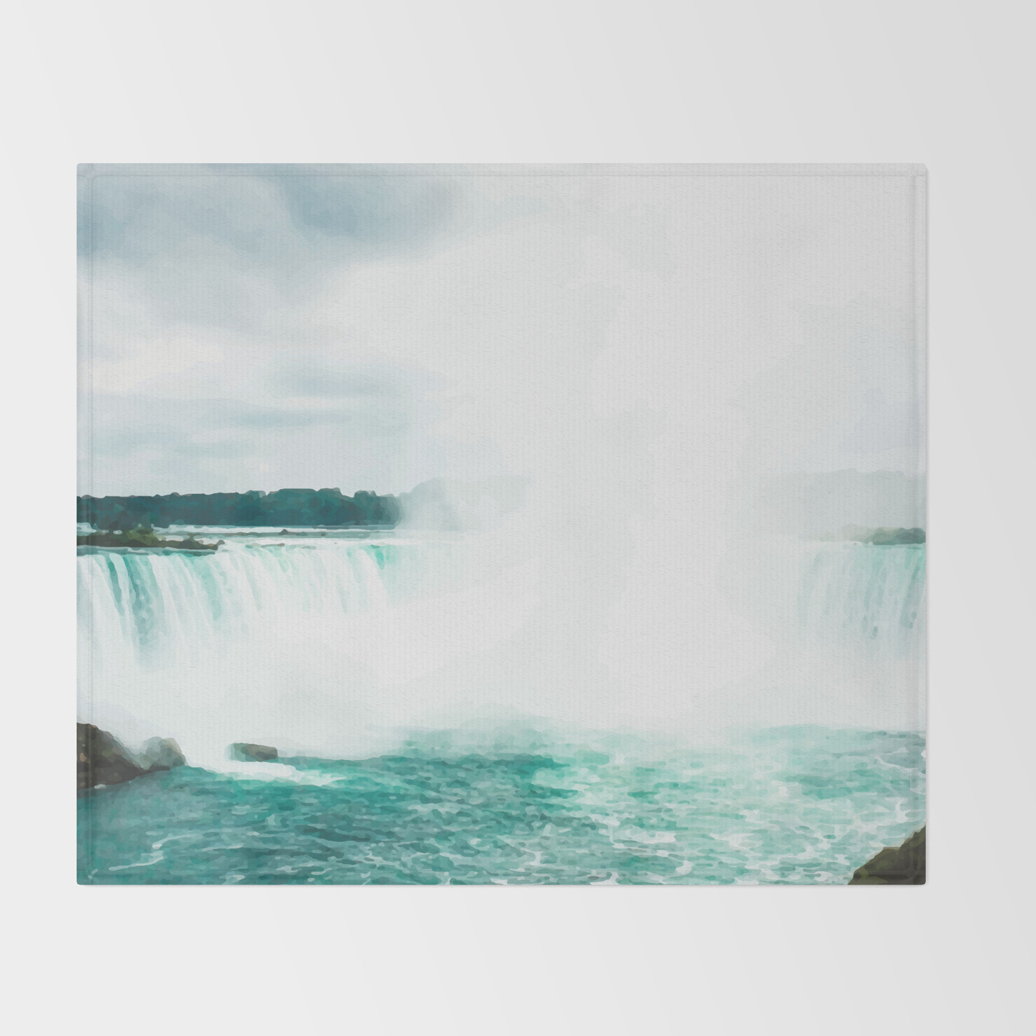 Digital Painting Of Misty Niagara Falls On A Slightly Cloudy Day
