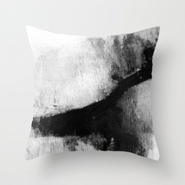Black and White Textured Abstract Painting "Delve 2" Throw Pillow
