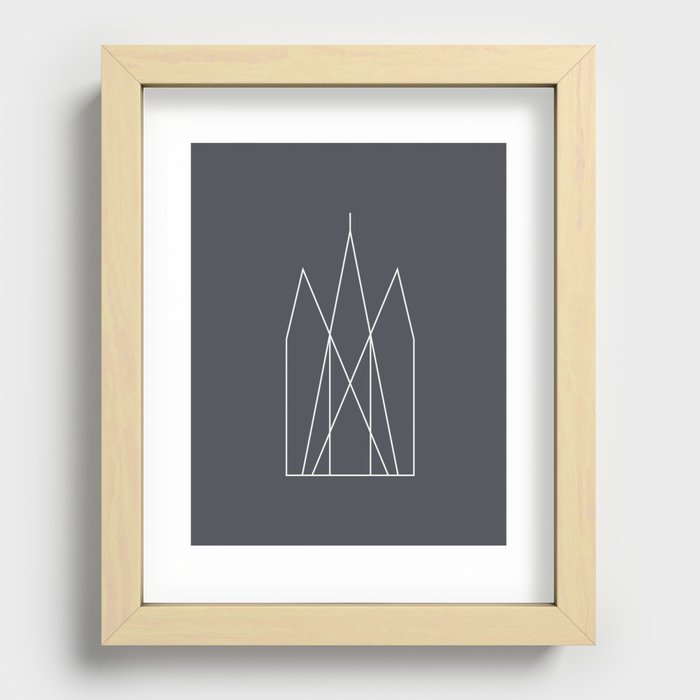 Mid Century Salt Lake Temple - Gray Version Recessed Framed Print