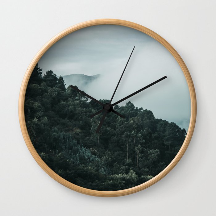 Mountain Pine Forest - Valley - Landscape - Douro Portugal Travel Photography by Ingrid Beddoes Wall Clock