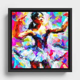 Ballerina dancing on stage Framed Canvas