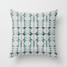 Gray Concrete Geometric Shapes On Teal Blue Throw Pillow