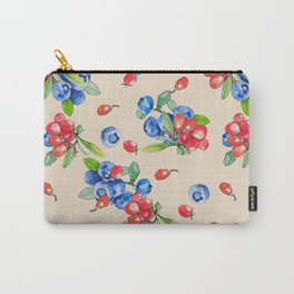 Goji berry and Blueberry watercolor illustration pattern Carry-All Pouch