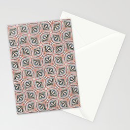 Textured Fan Tessellations in Red, White, Orange and Indigo Stationery Card