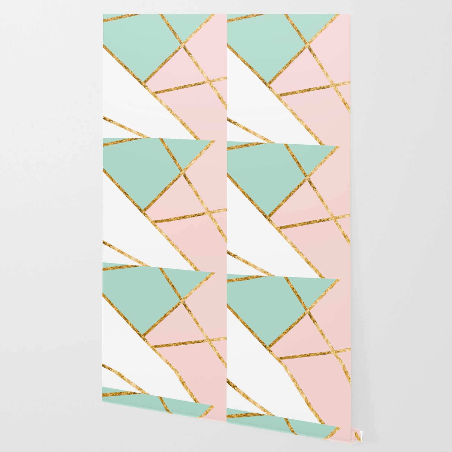 Blush Mint White Geo With Gold 1 Minimal Decor Art Society6