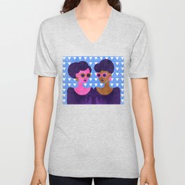 Girls in Purple and Sunglasses V Neck T Shirt