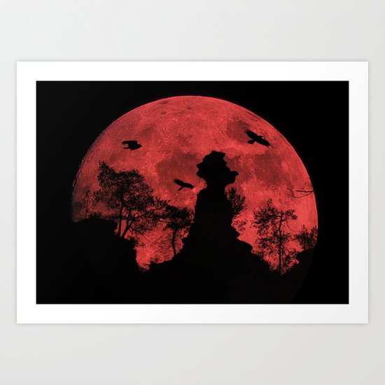Red moon rock Art Print