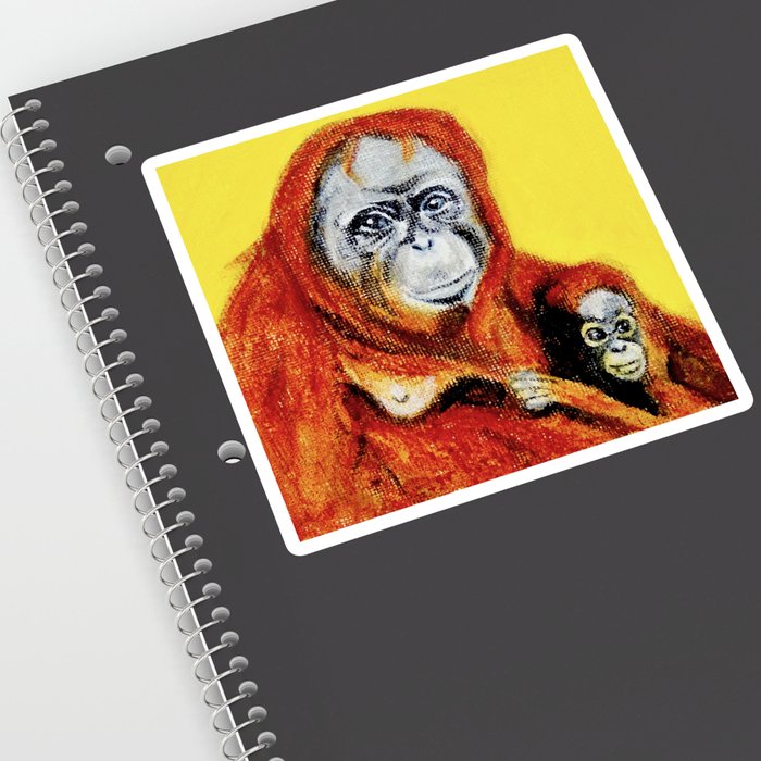 Yellow Orangutan Mother and Daughter Sticker