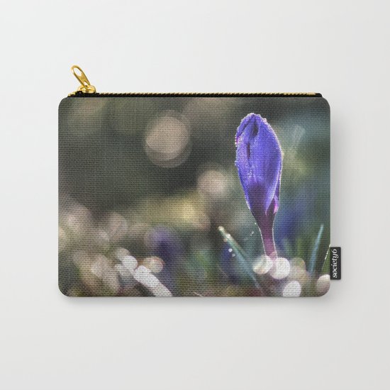 Blue Crocus at backlight- Flower Springflower Droplet Carry-All Pouch