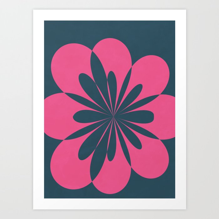 Bloom Flower - Pink Blue Art Print