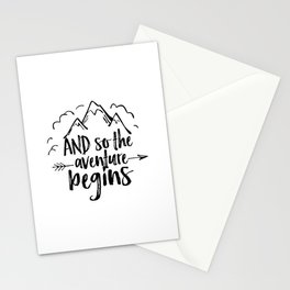 INSPIRATIONAL Quote,And So The Adventure Begins,Adventure Awaits,Kids Room Decor,Nursery Art Stationery Card