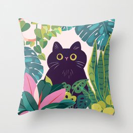 Cat Jungle Throw Pillow