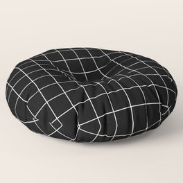 Grid Line Stripe Black and White Minimalist Geometric Floor Pillow