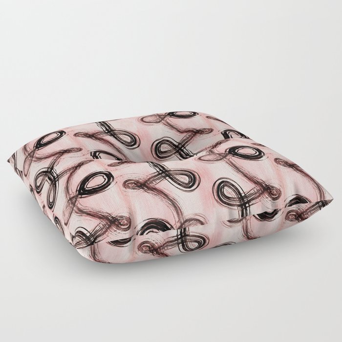Abstract lines on pink background Floor Pillow