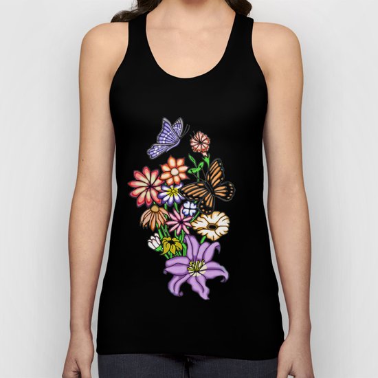 Flowers and Butterflies Unisex Tank Top