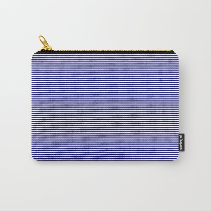 Classic Navy Blue and White Horizontal Pin Stripes Carry-All Pouch