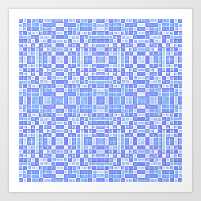 Periwinkle Blue Pixels Pattern Art Print