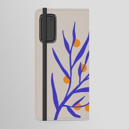 retro oranges on a cobalt blue branch | matisse inspired flowers Android Wallet Case
