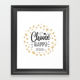 "Choose Happy" Gold Stars Frame Art sticker Positive, Inspiration, Motivation Quote Framed Art Print