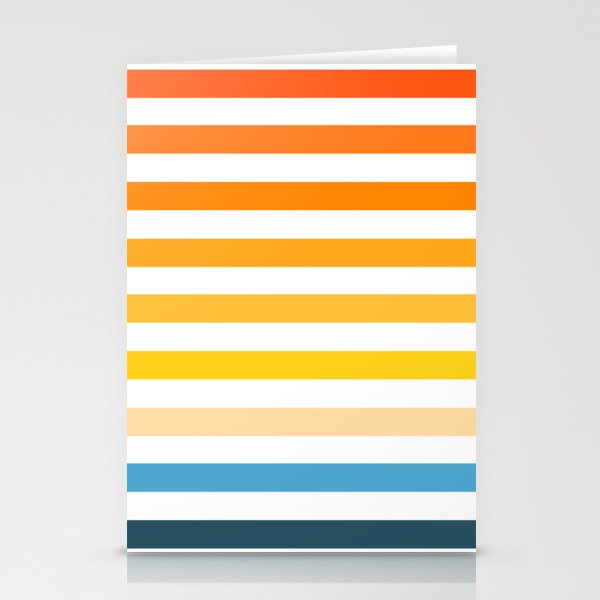 Ohlala - Blue Yellow Red Colourful Minimalistic Retro Stripe Art Design Pattern Stationery Cards