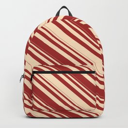 [ Thumbnail: Brown & Bisque Colored Lined Pattern Backpack ]