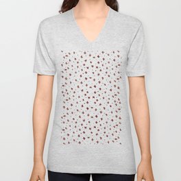 Snowflakes and dots - brown red V Neck T Shirt