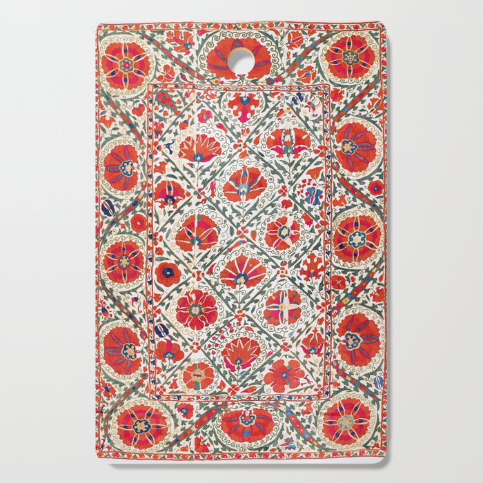 Large Medallion Suzani Bokhara Uzbekistan Floral Embroidery Print Cutting Board