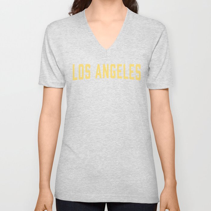 Los Angeles - Yellow V Neck T Shirt