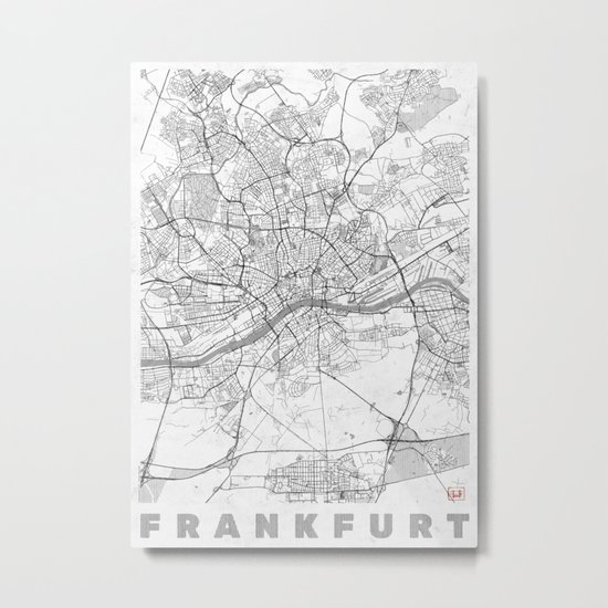 Frankfurt Map Line Metal Print
