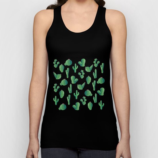 Green Cactus at Night Unisex Tank Top