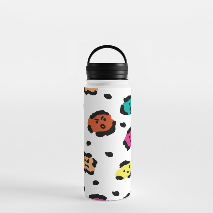 Funny leopard fur pattern with faces Water Bottle
