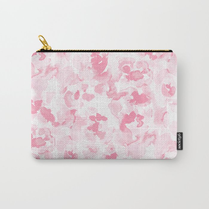 Abstract Flora Millennial Pink Carry-All Pouch