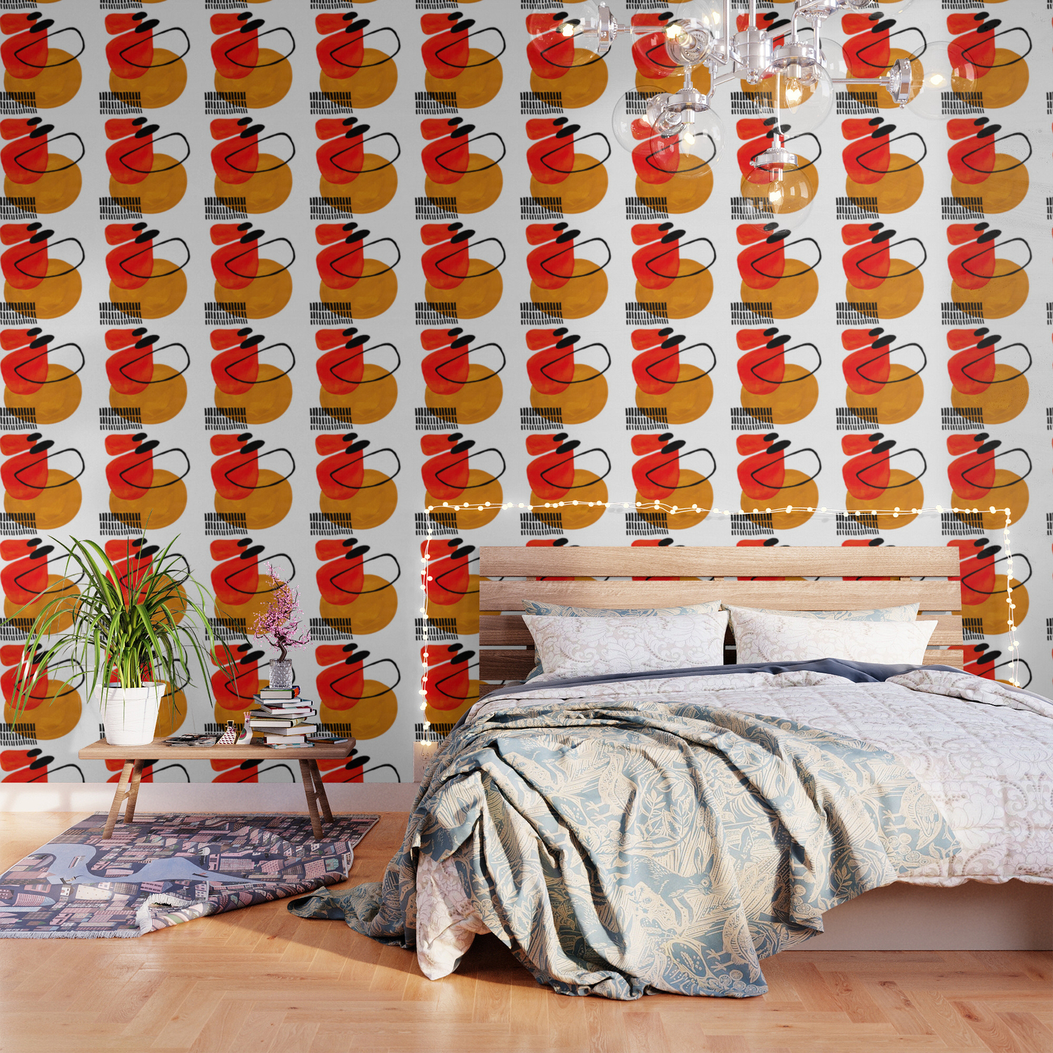 Mid Century Modern Abstract Vintage Pop Art Space Age Pattern