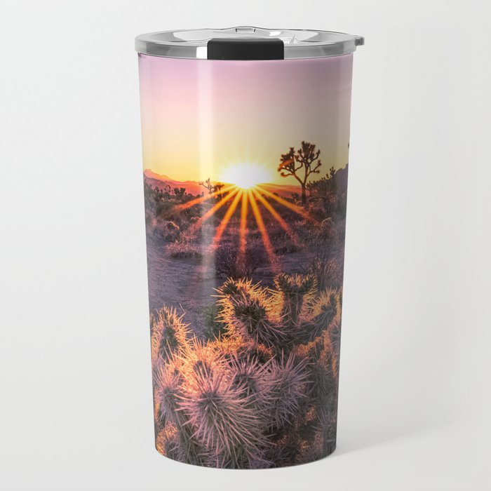 Joshua Tree Cholla Cactus Sunset Travel Mug