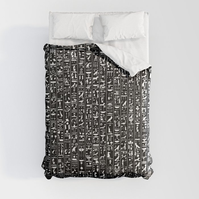 Hieroglyphics B&W INVERTED / Ancient Egyptian hieroglyphics pattern Comforter