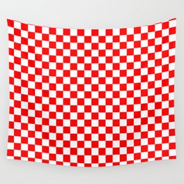 Croatian Red White Checkerboard Pattern Wall Tapestry