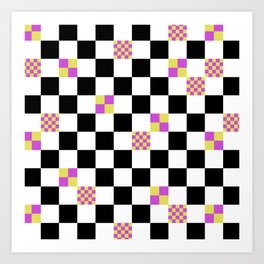 Checks in Checks // Yellow & Pink Slices Art Print