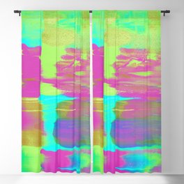 Neon Paint Smear with Magenta, Teal, Lime and Gold Blackout Curtain