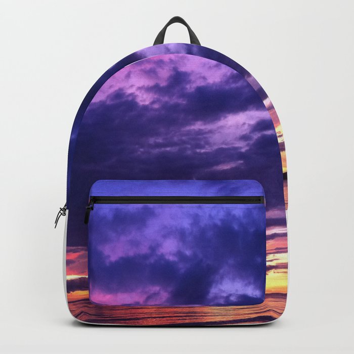 Sunset At Bali - Colorful Sky Touches The Sea Backpack