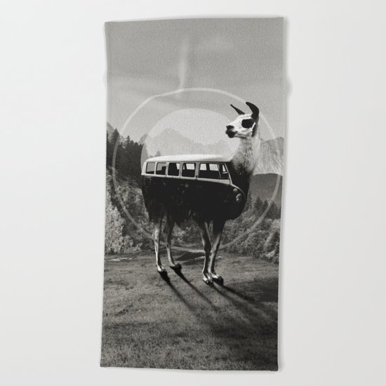 Llama B&W Beach Towel