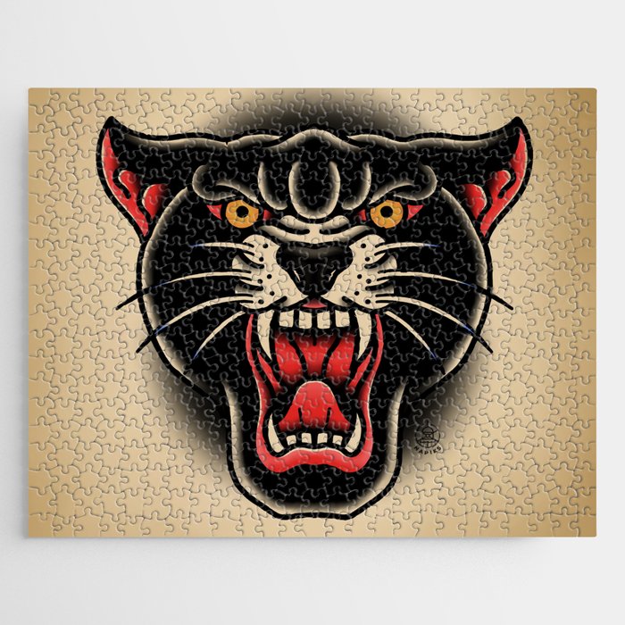 Traditional Tattoo Panther  Jigsaw Puzzle