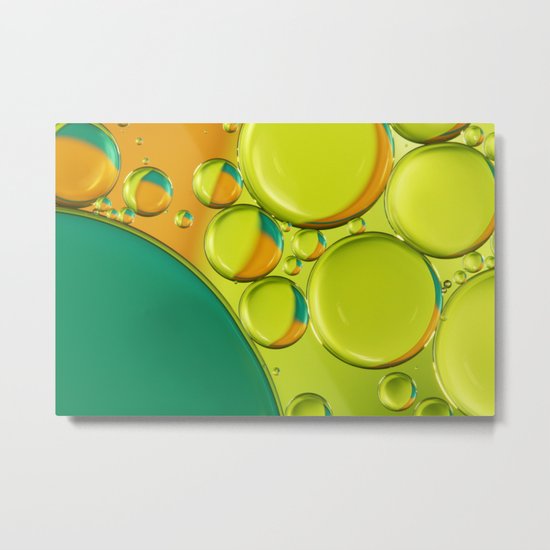 Bubble Abstract with a Twist of Lime Metal Print
